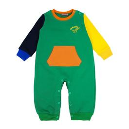 『小鱷魚童裝』撞色拼接口袋連身裝